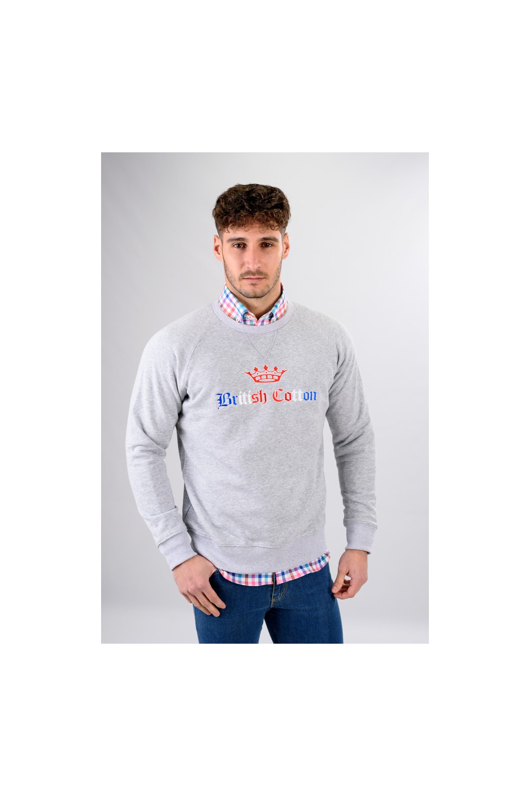 SWEAT-SHIRT COURONNE GRIS CLAIR