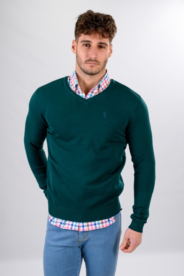 SUETER CUELLO PICO VERDE BOTELLA