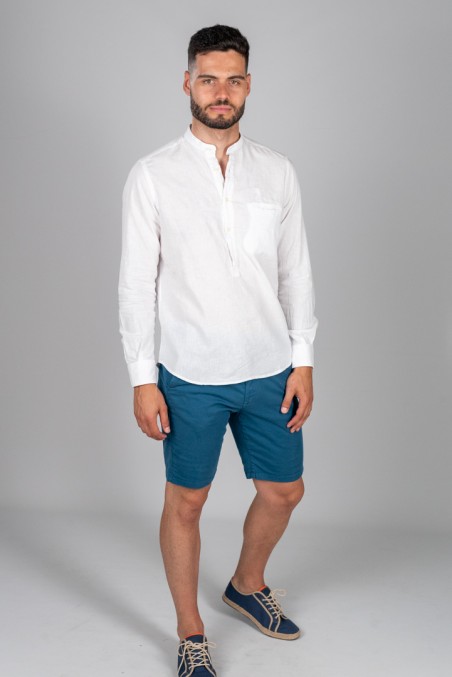 CAMISA POLERA MAHO CON BOLSILLO BLANCO