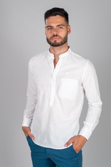 CAMISA POLERA MAHO CON BOLSILLO BLANCO