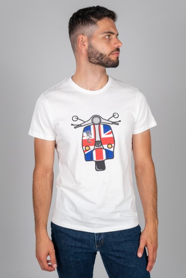CAMISETA VESPA BRITISH BLANCA