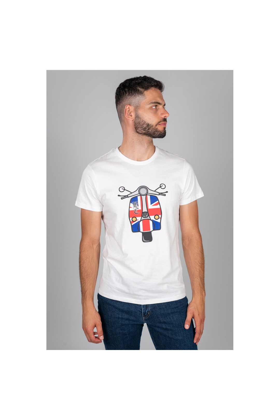 CAMISETA VESPA BRITISH BLANCA