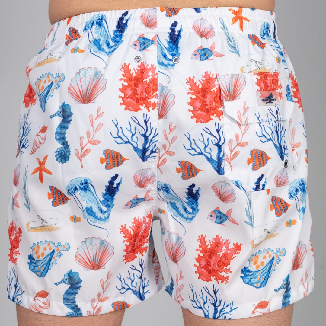 COSTUME DE BAIN POISSON FOND BLANC