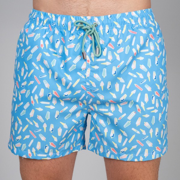 Bañador de hombre azul con divertido estampado de helados.