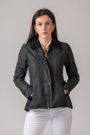 CHAQUETA ENCERADA LADIES AMBRE AZUL TARTÁN