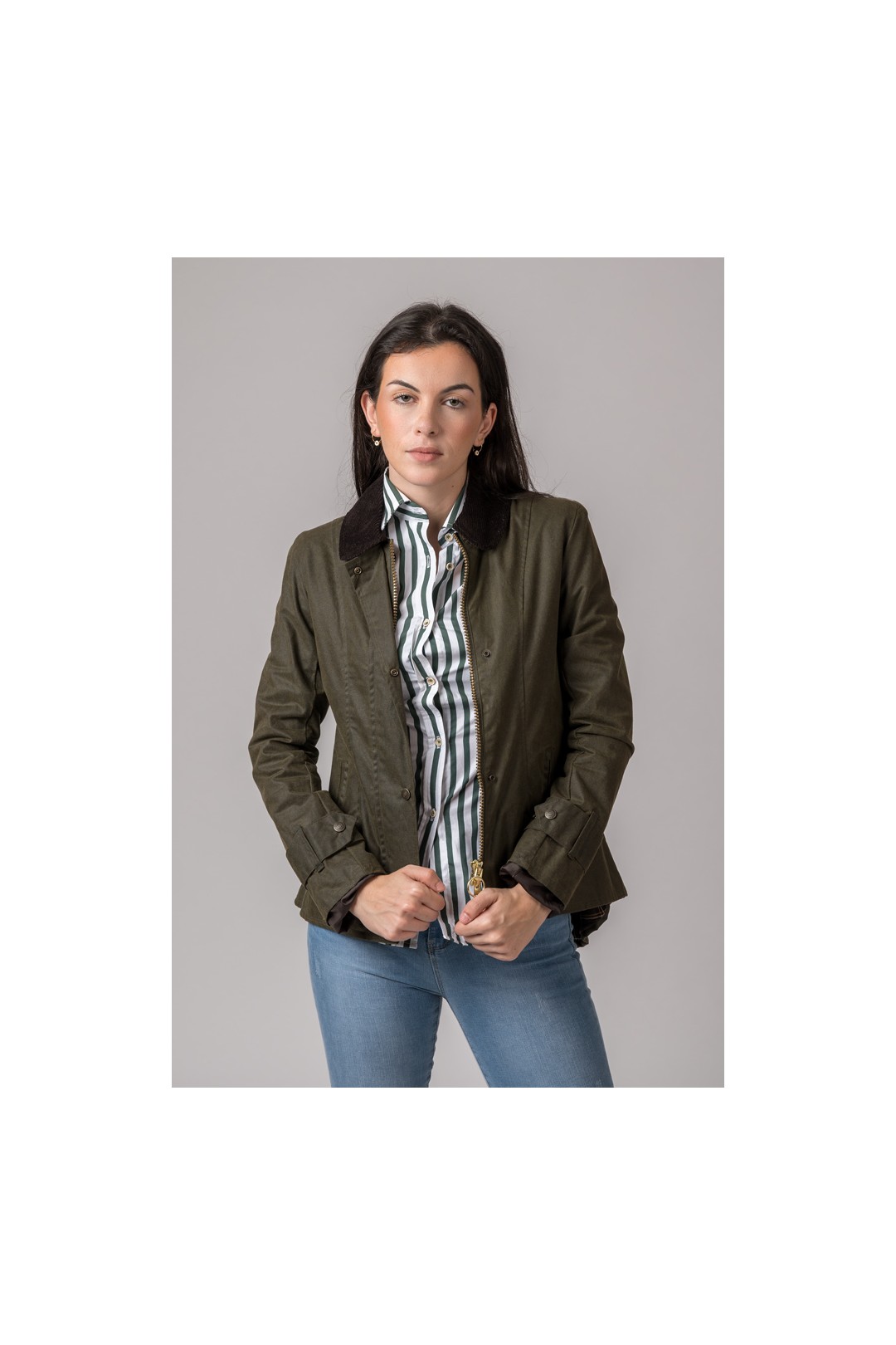 CHAQUETA ENCERADA LADIES AMBRE VERDE
