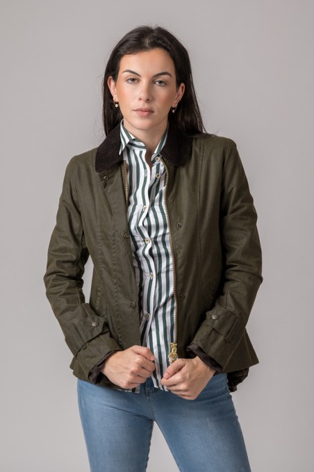 CHAQUETA ENCERADA LADIES AMBRE VERDE