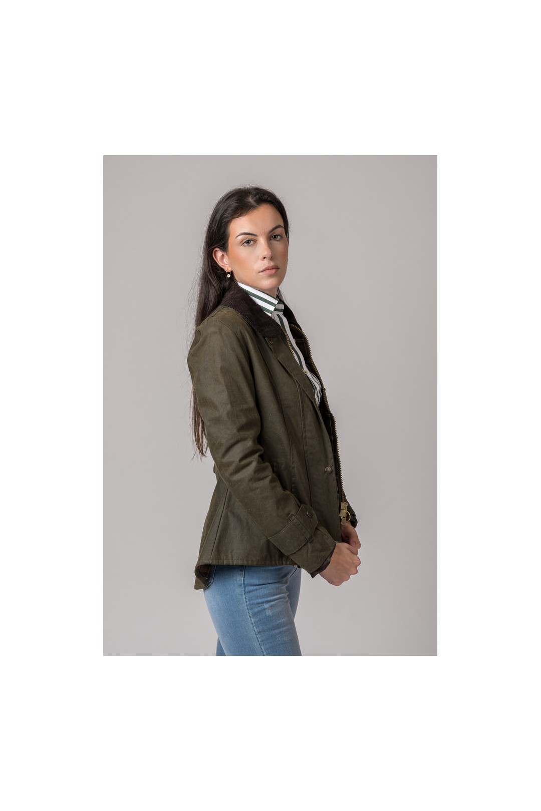 CHAQUETA ENCERADA LADIES AMBRE VERDE