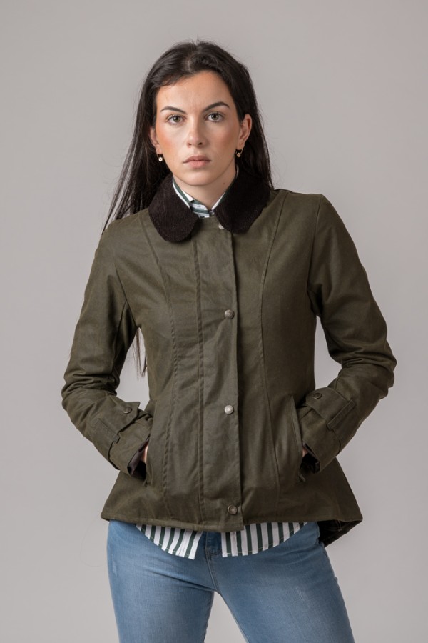 CHAQUETA ENCERADA LADIES AMBRE VERDE
