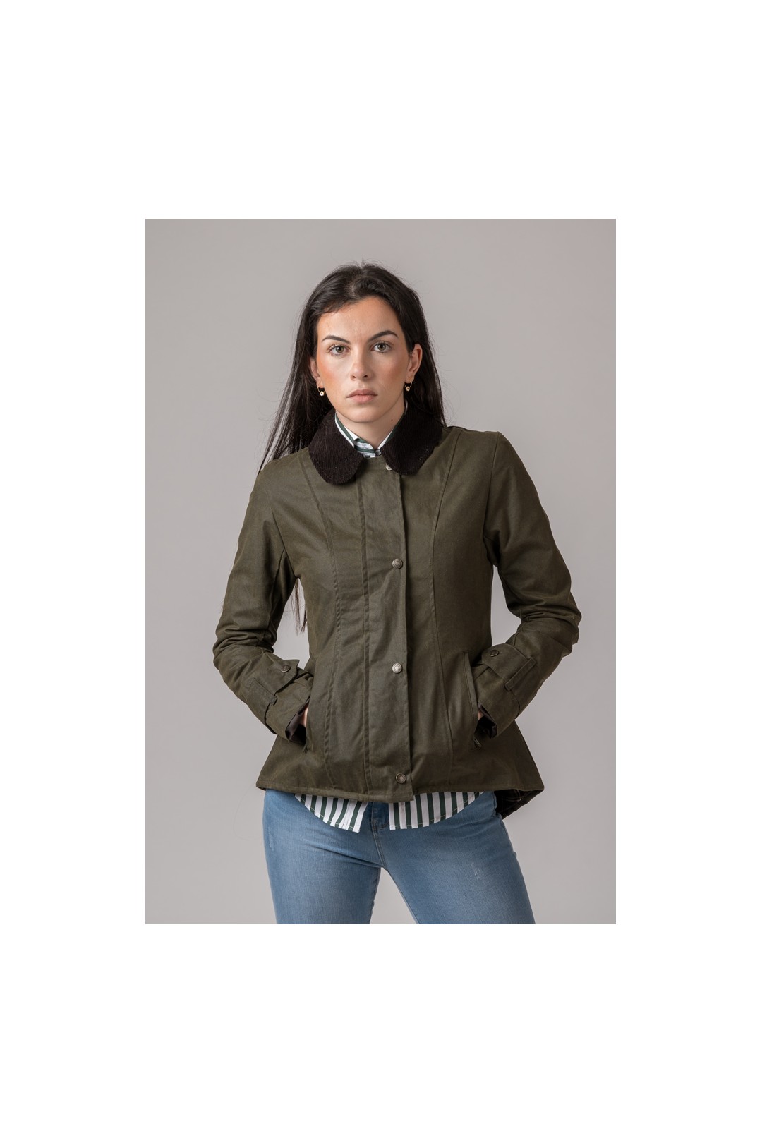 CHAQUETA ENCERADA LADIES AMBRE VERDE