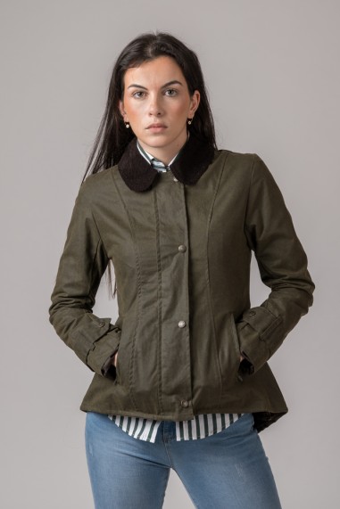 CHAQUETA ENCERADA LADIES AMBRE VERDE