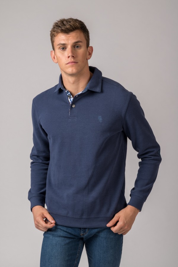 POLO MANGA LARGA AZUL MARINO