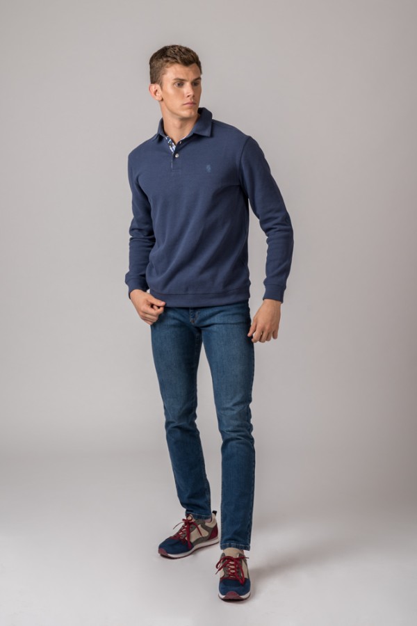 POLO MANGA LARGA AZUL MARINO 2