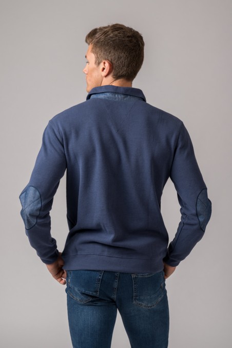 POLO BLEU MARINE À MANCHES LONGUES