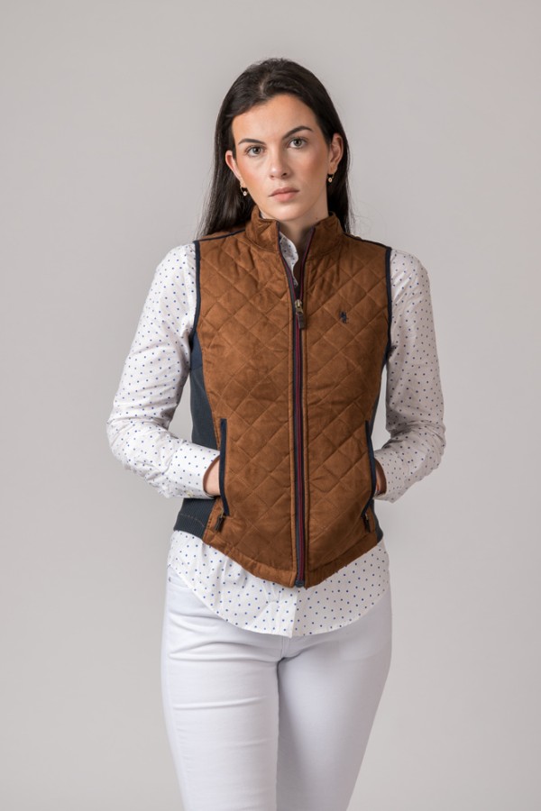 Chaleco para mujer acedera color cobre de antelina