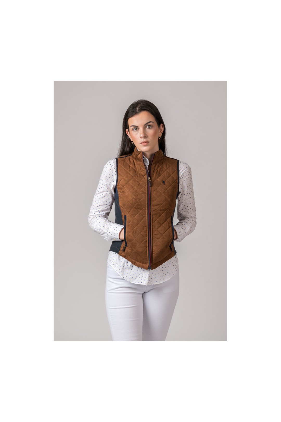 Chaleco para mujer acedera color cobre de antelina