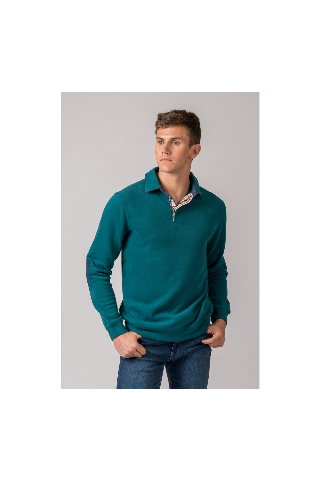 POLO À MANCHES LONGUES VERT PÉTROLE