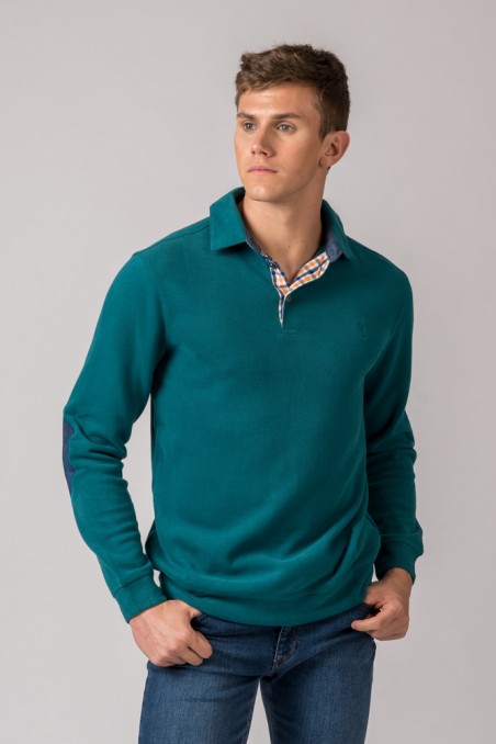 POLO MANGA LARGA VERDE PETROL