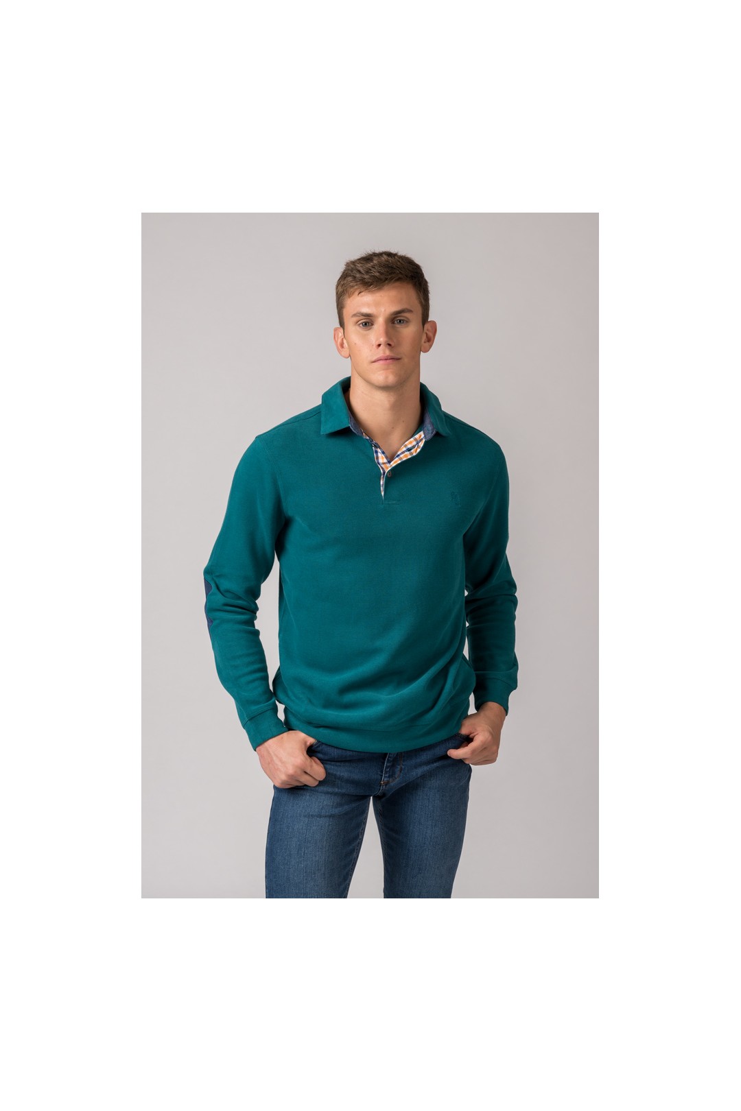 POLO MANGA LARGA VERDE PETROL