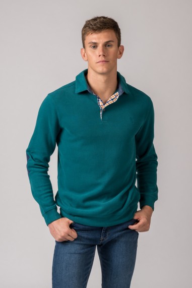 POLO MANGA LARGA VERDE PETROL