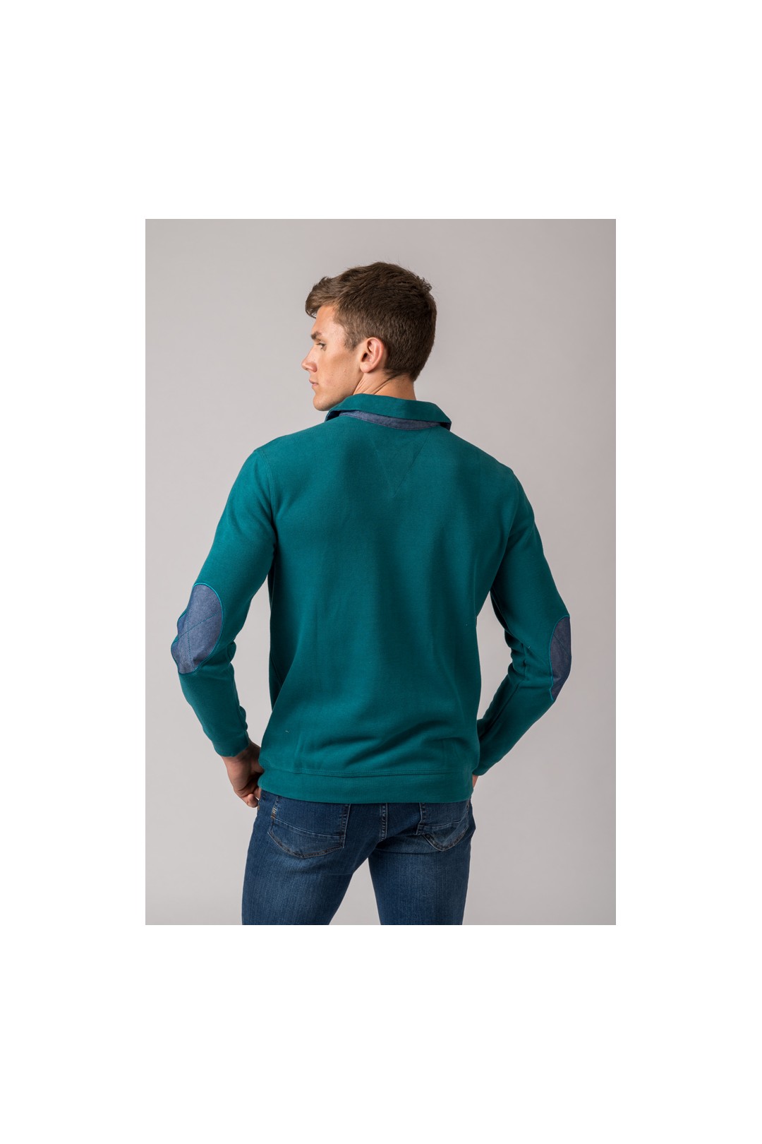 POLO MANGA LARGA VERDE PETROL