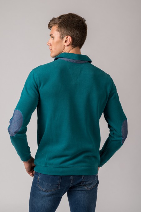 POLO MANGA LARGA VERDE PETROL