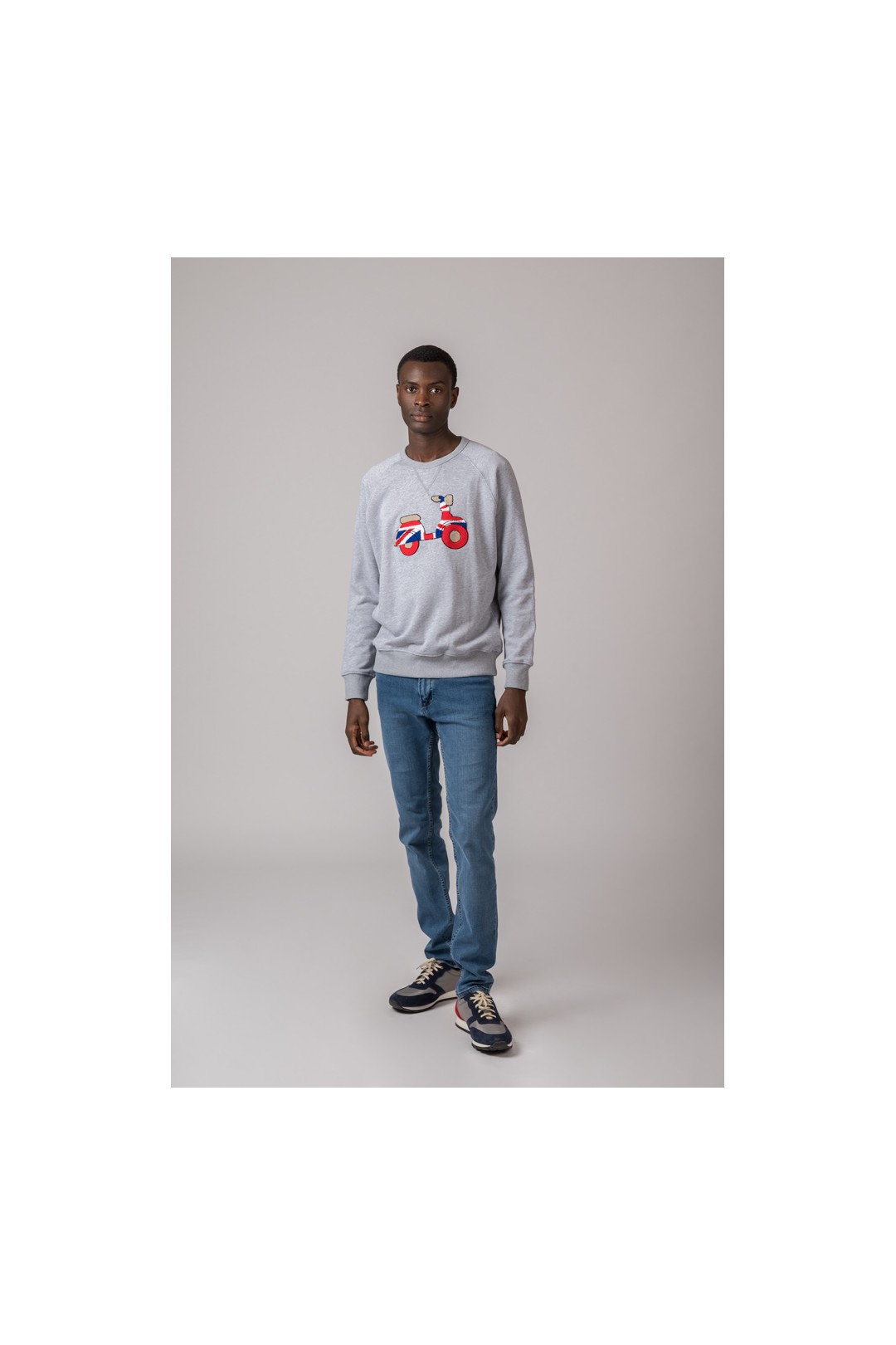 SUDADERA VESPA BRITISH GRIS CLARO