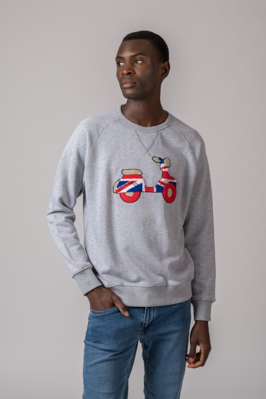 SUDADERA VESPA BRITISH GRIS CLARO