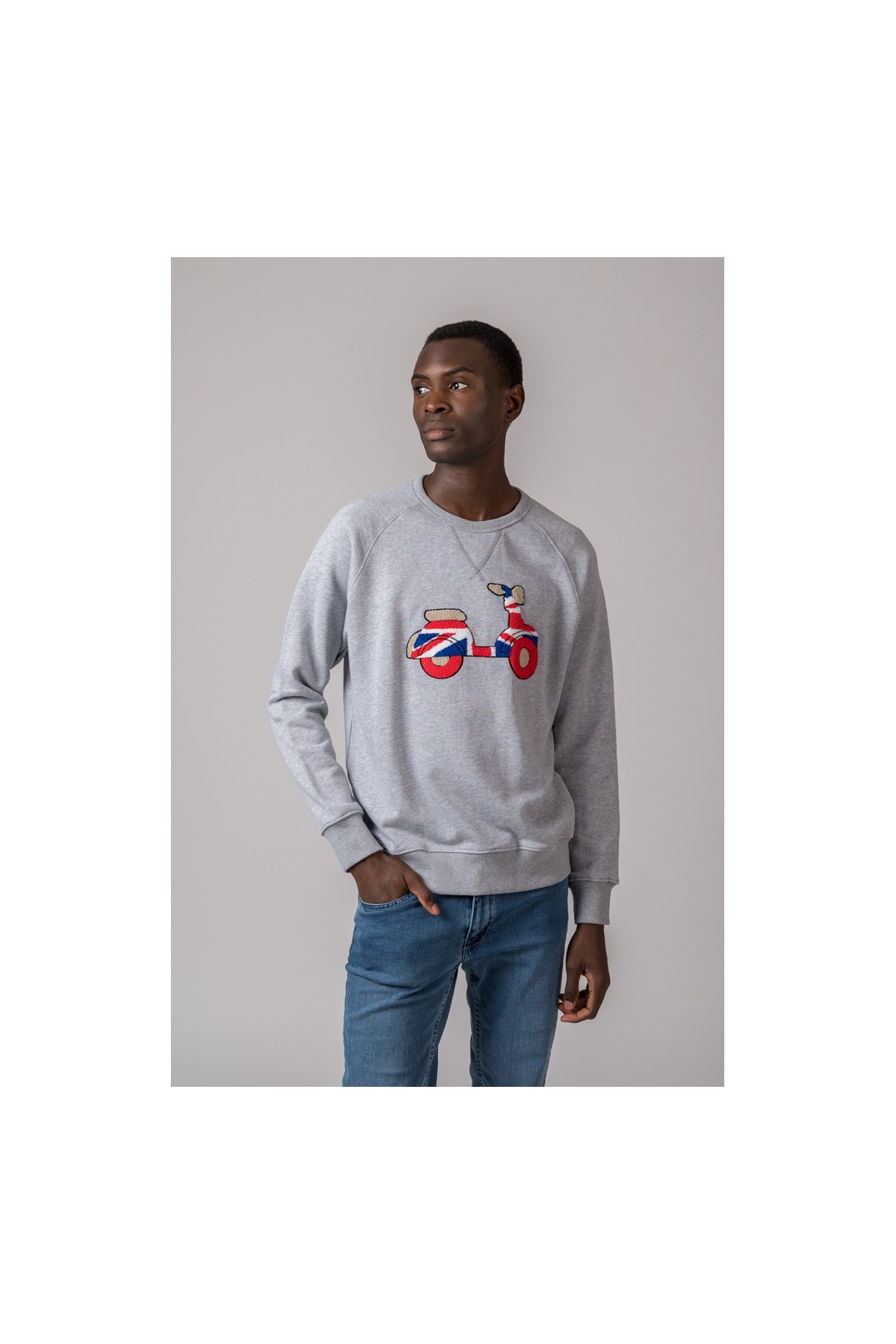 SUDADERA VESPA BRITISH GRIS CLARO