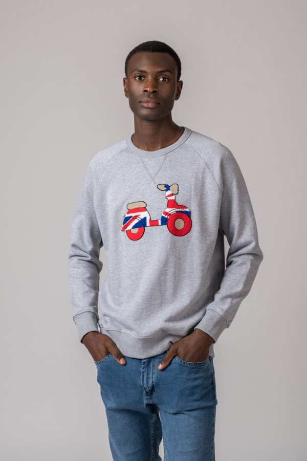SUDADERA VESPA BRITISH GRIS CLARO 2