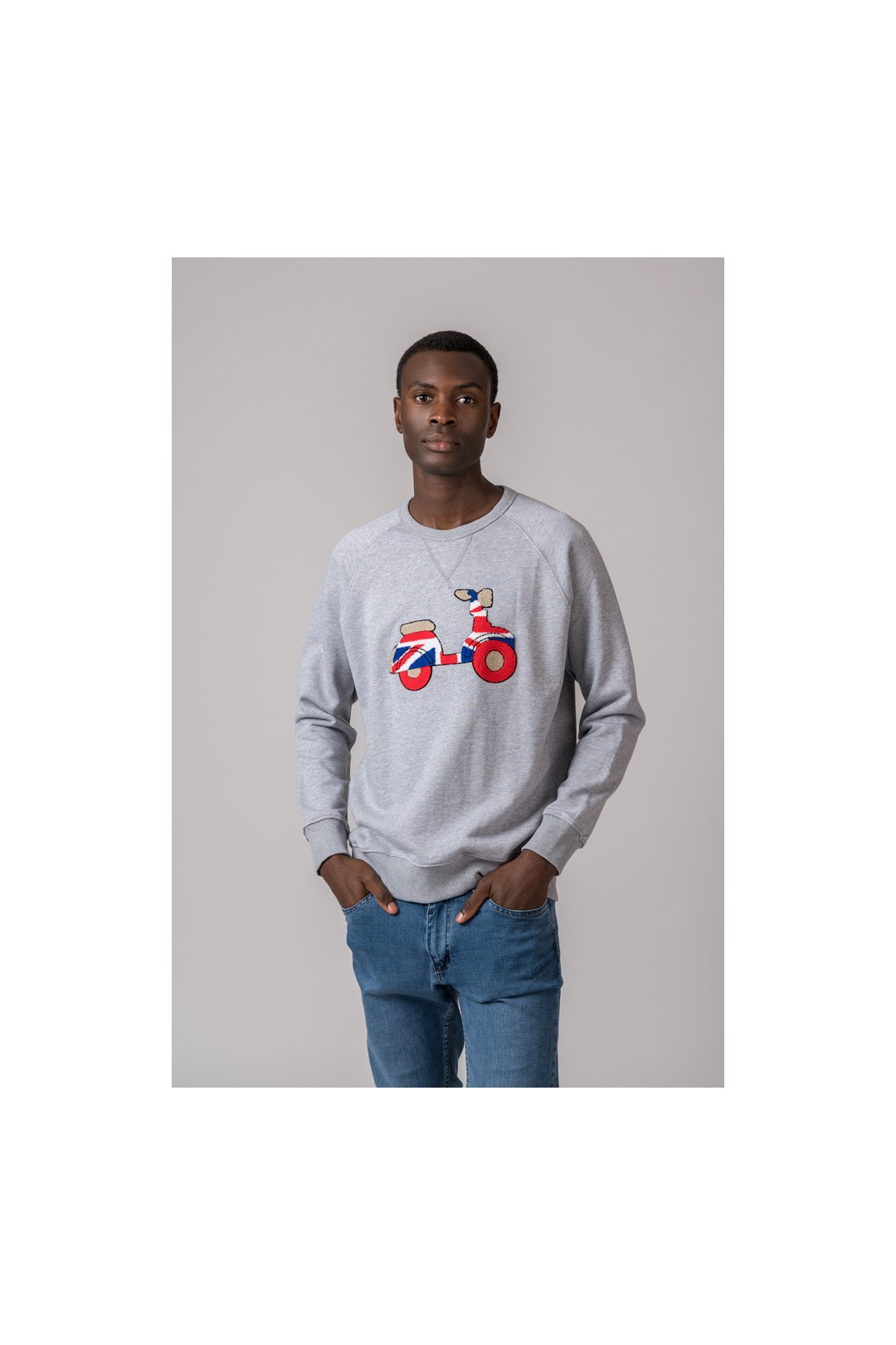 SUDADERA VESPA BRITISH GRIS CLARO