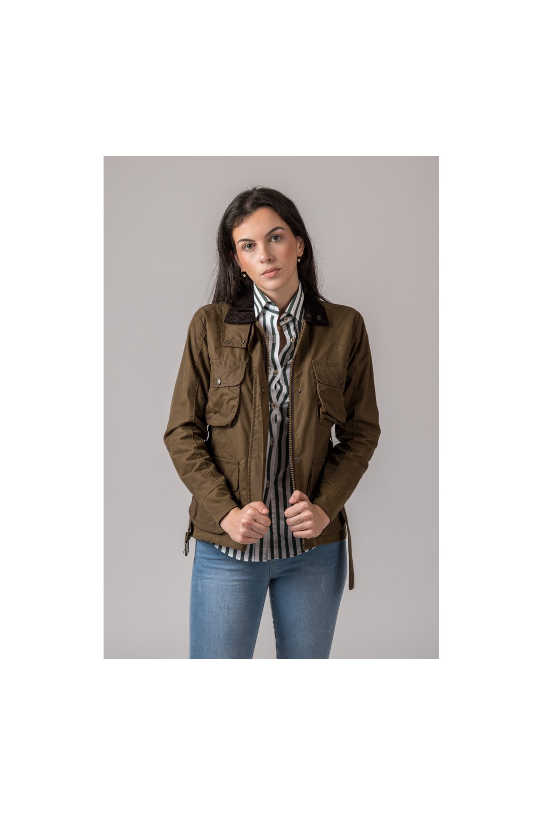 CHAQUETA ENCERADA WOMAN 4 BOLSILLOS CAMEL