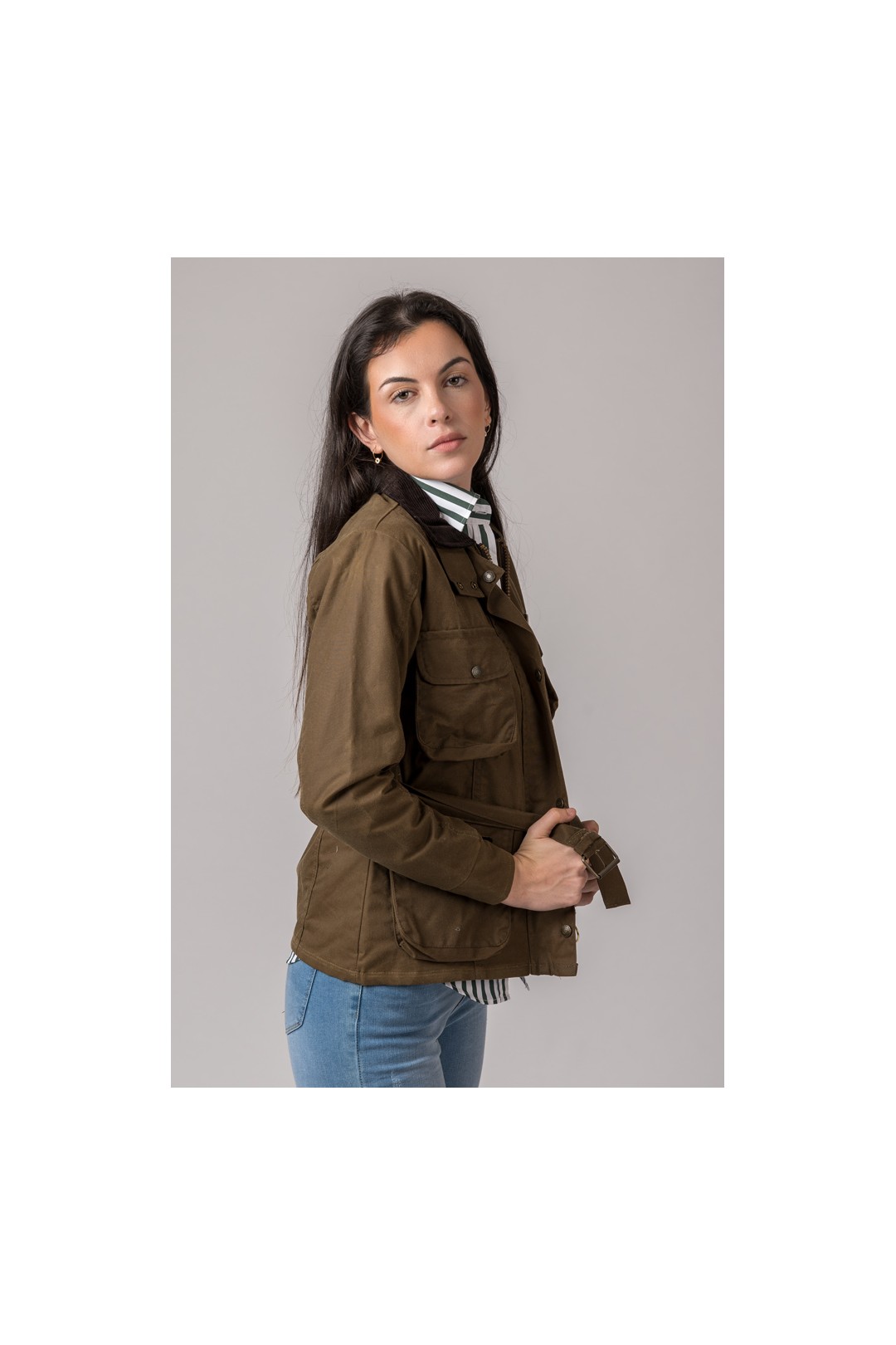CHAQUETA ENCERADA WOMAN 4 BOLSILLOS CAMEL