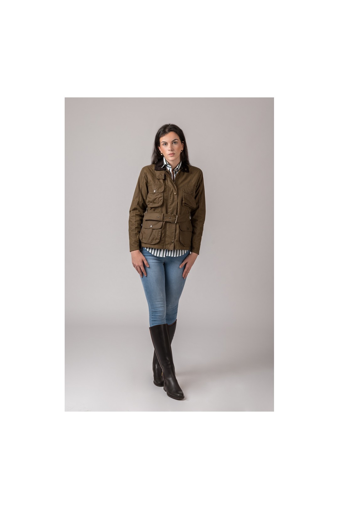 CHAQUETA ENCERADA WOMAN 4 BOLSILLOS CAMEL