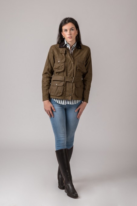 CHAQUETA ENCERADA WOMAN 4 BOLSILLOS CAMEL