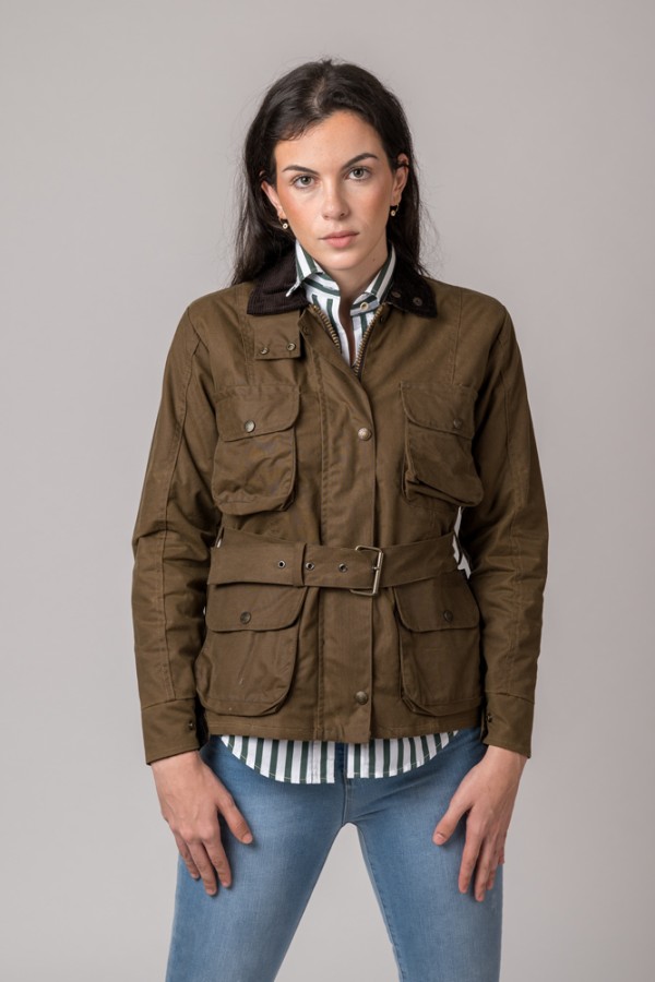 CHAQUETA ENCERADA WOMAN 4 BOLSILLOS CAMEL