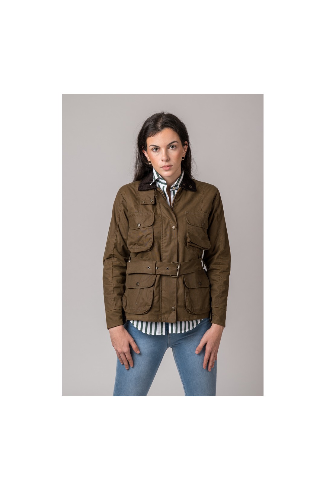 CHAQUETA ENCERADA WOMAN 4 BOLSILLOS CAMEL