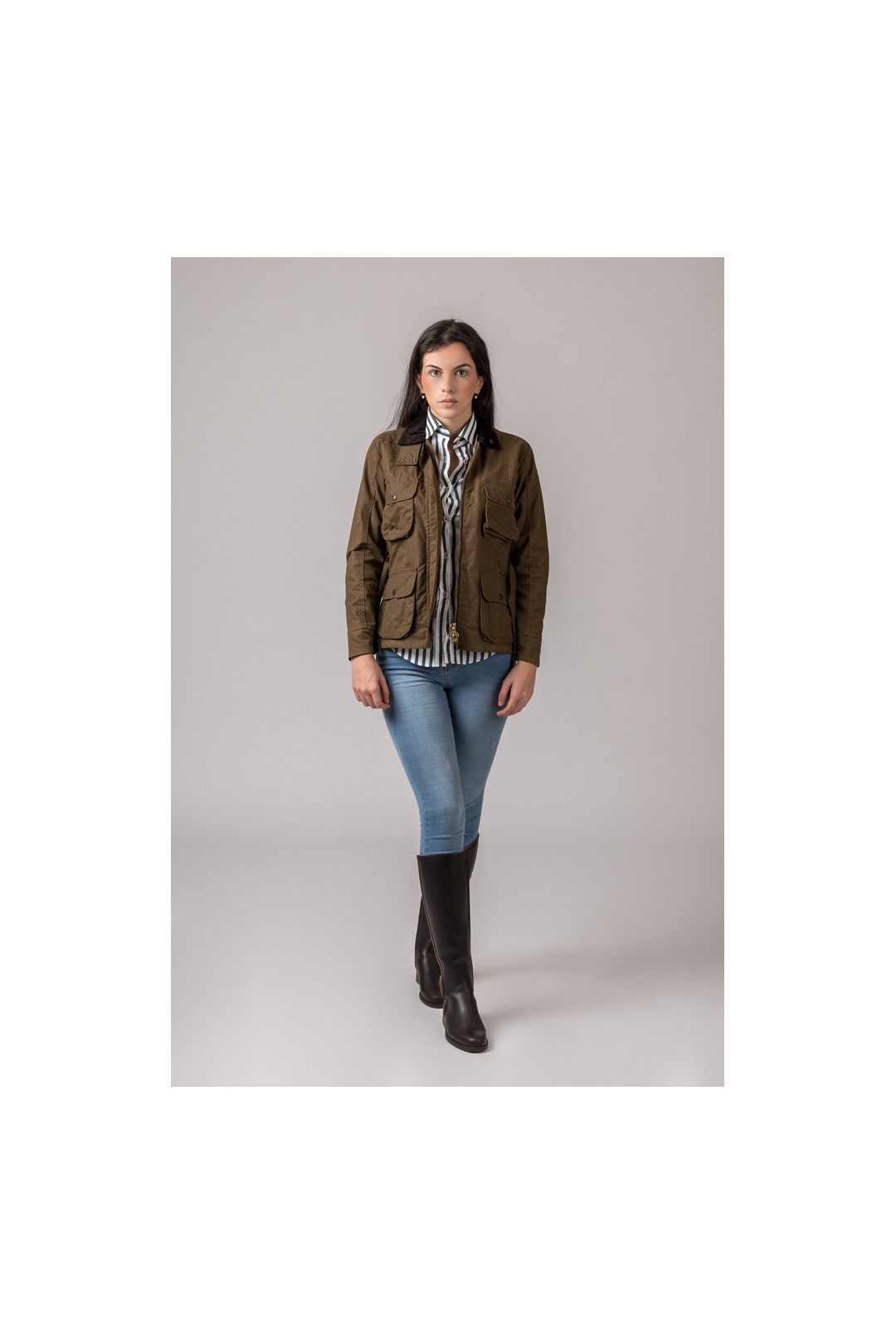 CHAQUETA ENCERADA WOMAN 4 BOLSILLOS CAMEL