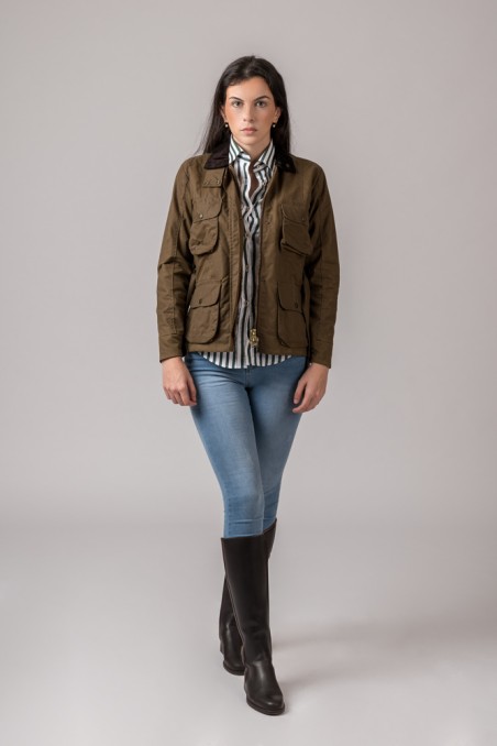 CHAQUETA ENCERADA WOMAN 4 BOLSILLOS CAMEL