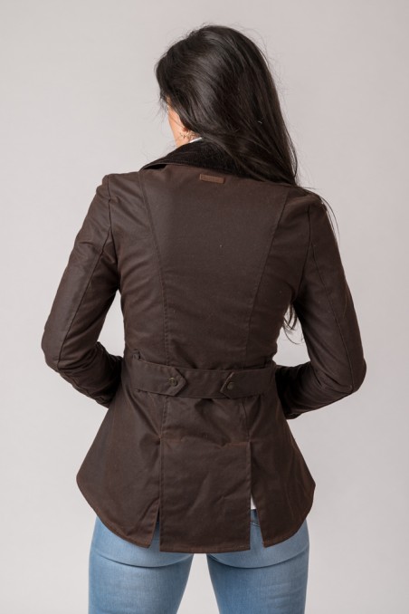 CHAQUETA ENCERADA LADIES AMBRE. COLOR MARRÓN