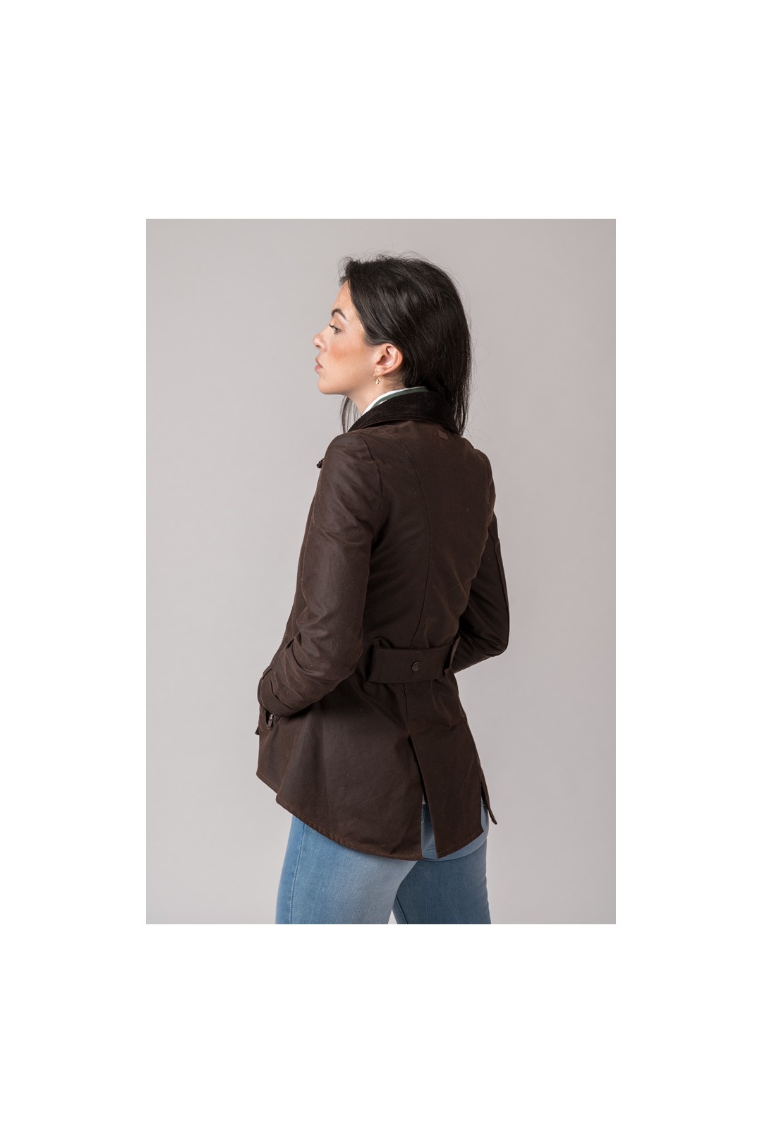 CHAQUETA ENCERADA LADIES AMBRE. COLOR MARRÓN