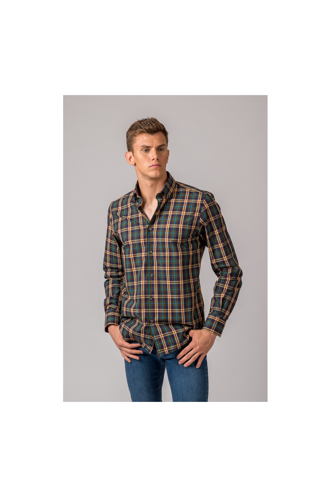 CAMISA CUADRO VERDE, AMARILLO Y AZUL