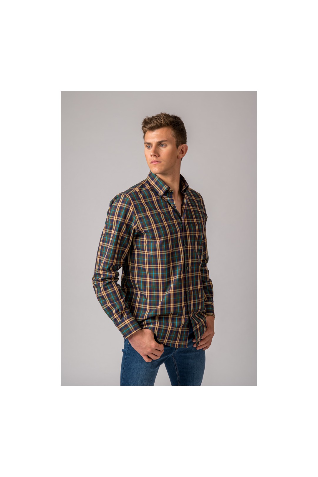 CAMISA CUADRO VERDE, AMARILLO Y AZUL