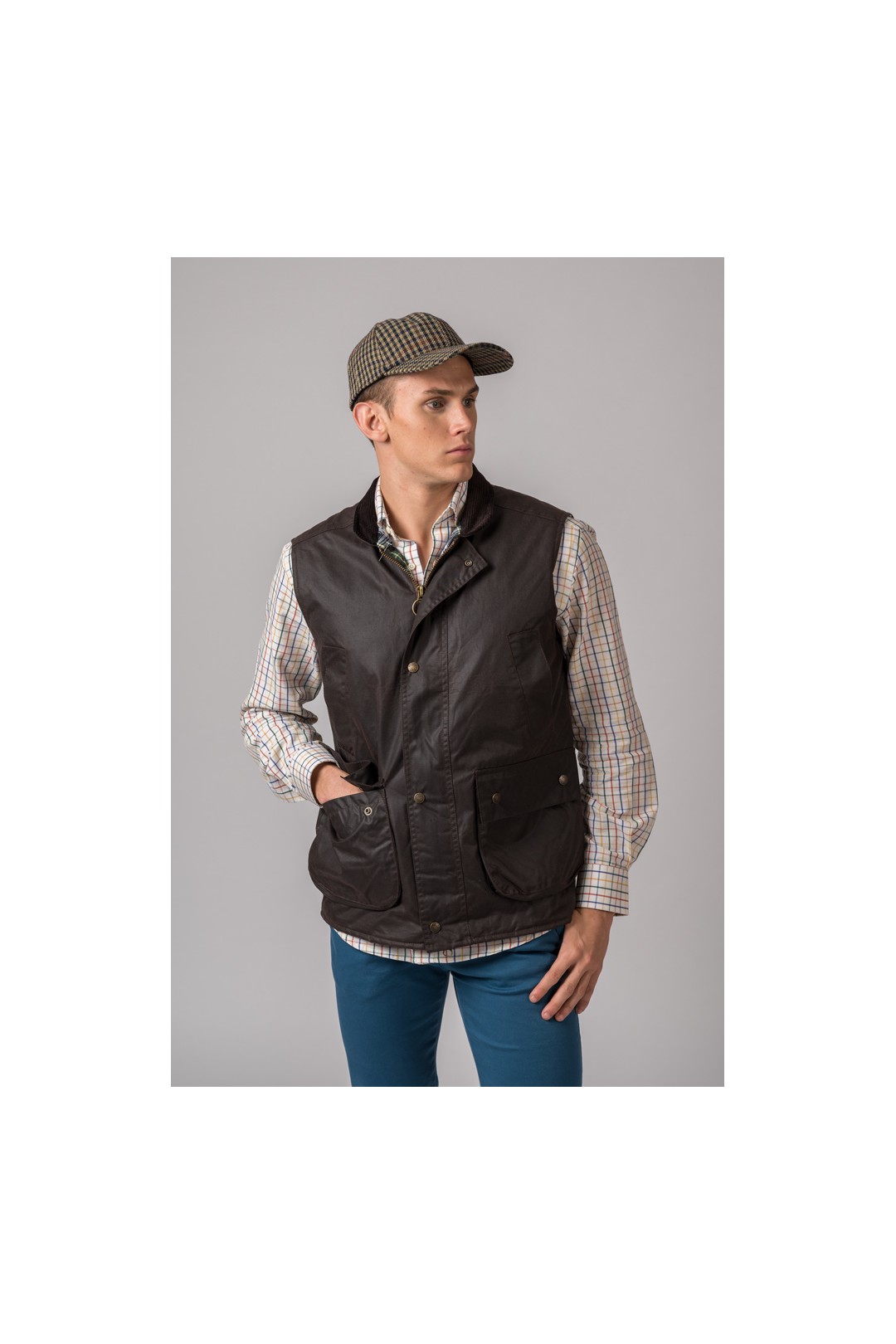 CHALECO ENCERADO YORK GILET BRITISH MARRÓN