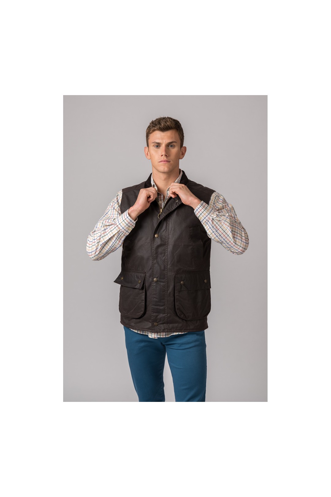 CHALECO ENCERADO YORK GILET BRITISH MARRÓN