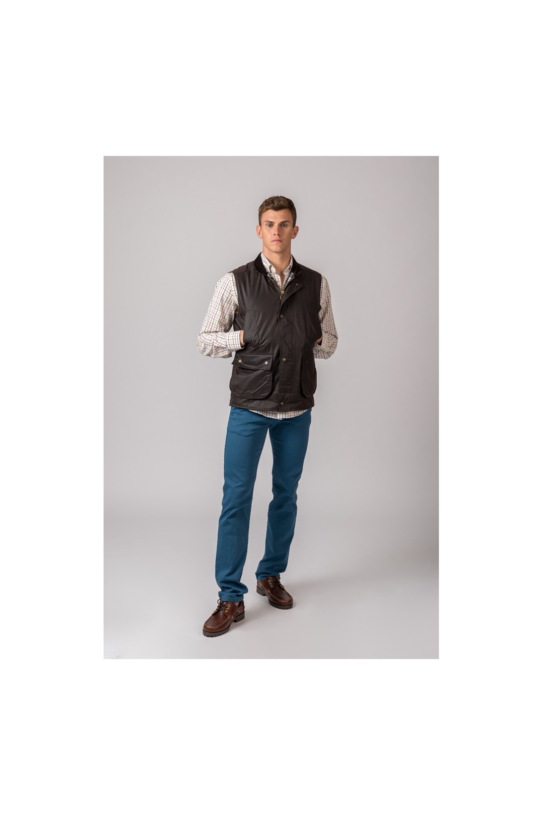 CHALECO ENCERADO YORK GILET BRITISH MARRÓN