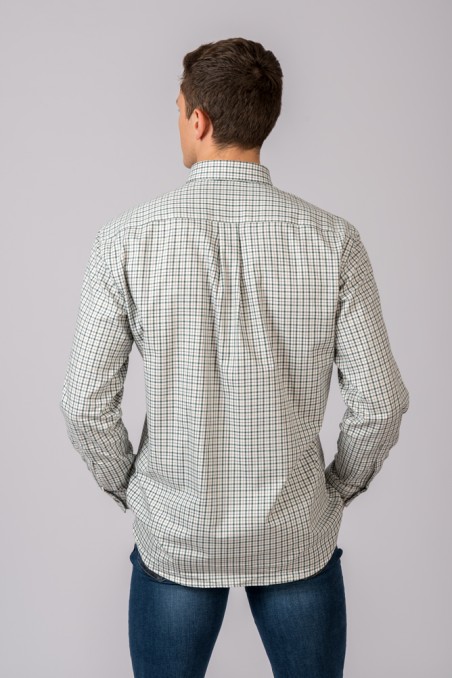 CHEMISE À CARREAUX VERTS ET BRUNS