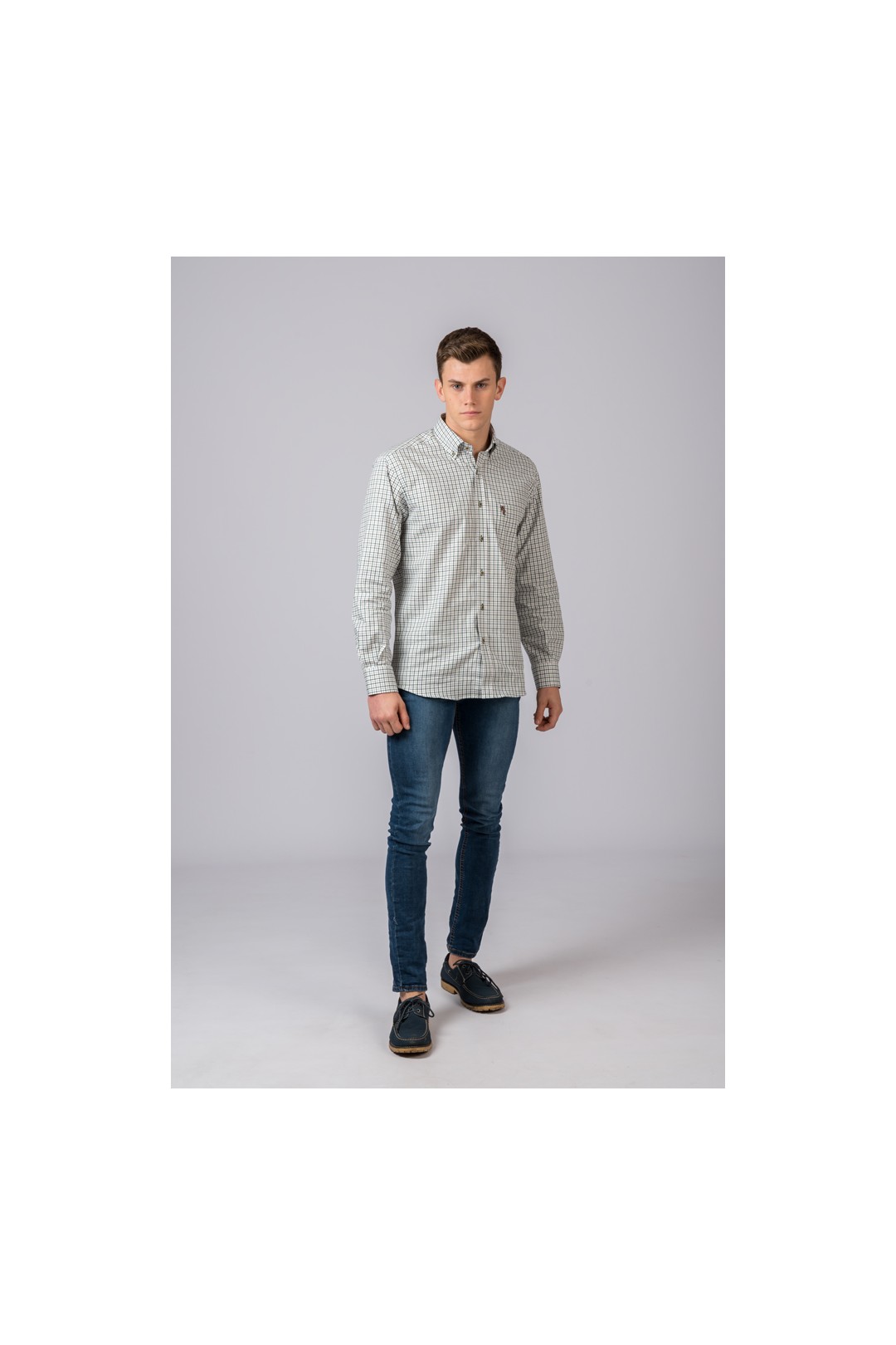 CAMISA CUADROS VERDE Y MARRÓN