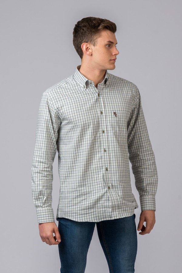 CAMISA CUADROS VERDE Y MARRÓN