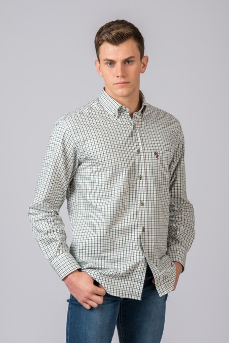 CAMISA CUADROS VERDE Y MARRÓN